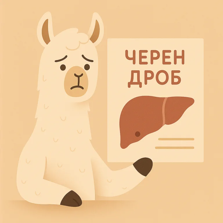 Лама държи постер с черен дроб и изглежда загрижена