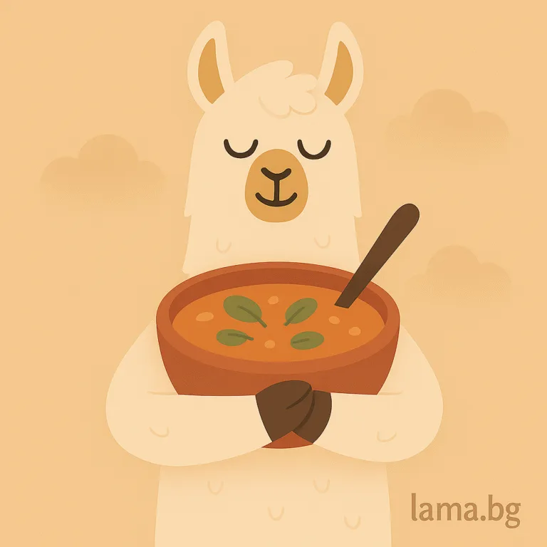 Лама с купа супа – илюстрация за хранене при инсулинова резистентност