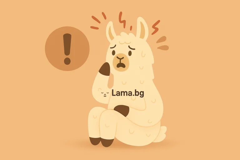 Илюстрация на притеснена лама с предупредителен знак – визуализация на паник атака