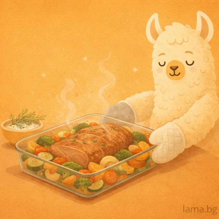 Свински врат на фурна с много зеленчуци, подходящо при инсулинова резистентност